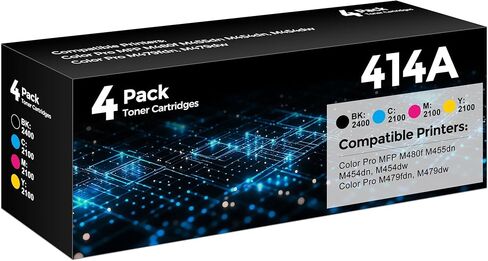 414A Toner Cartridges 4 Pack Compatible with HP 414A W2020A 414X W2020X Toner (with Chip) Works for Pro MFP M479fdw M454dw M454dn M455dn M479fdn Printer (4 Pack,1BK+1C+1M+1Y) in Saudi Arabia