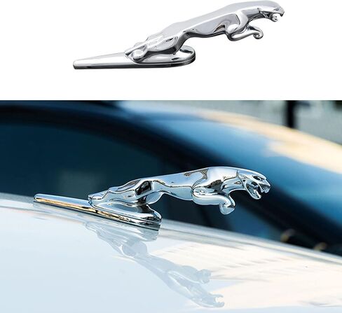 3D Silver Fit Jaguar Emblem Logo Front Vehicle Hood Ornament Cover Chrome Badge Car for Jaguar XF XJ XE XK XKR XFL XJS E Accessories (Silver-zhantie) in Saudi Arabia