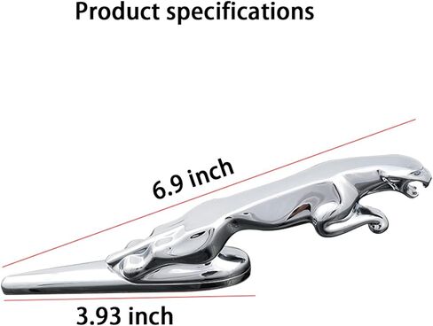 3D Silver Fit Jaguar Emblem Logo Front Vehicle Hood Ornament Cover Chrome Badge Car for Jaguar XF XJ XE XK XKR XFL XJS E Accessories (Silver-zhantie) in Saudi Arabia