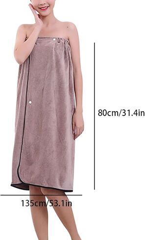 Ladies' Casual Wearable Bath Towel, Buckle Elastic Chest Wrapped Bathrobe, Suitable for Swimming Pools and Gyms, 80 * 135cm in Saudi Arabia