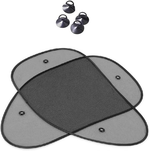 2 PCS Side Window Sun Shade, Thermal Insulation Mesh Car Window Covers, Car Sunshades with Suction Cups, Universal Blackout Cover for Most Vehicles (Black) in Saudi Arabia