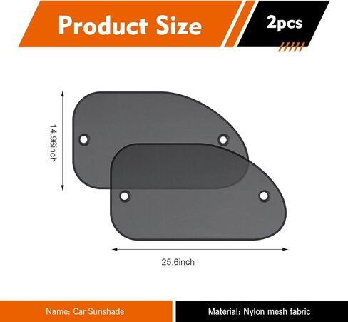 2 PCS Side Window Sun Shade, Thermal Insulation Mesh Car Window Covers, Car Sunshades with Suction Cups, Universal Blackout Cover for Most Vehicles (Black) in Saudi Arabia