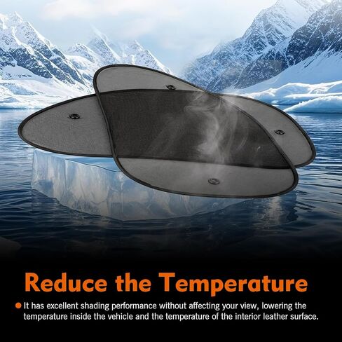 2 PCS Side Window Sun Shade, Thermal Insulation Mesh Car Window Covers, Car Sunshades with Suction Cups, Universal Blackout Cover for Most Vehicles (Black) in Saudi Arabia