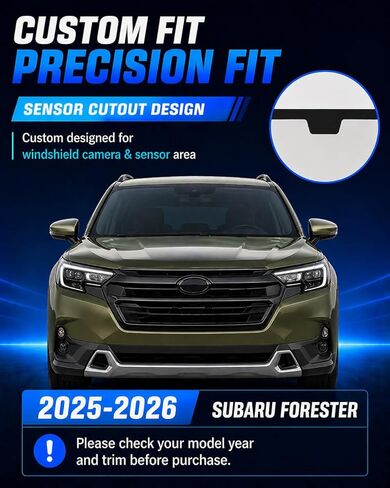 مظلة الشمس للزجاج الأمامي من Pigenius لسيارة Subaru Forester 2025-2026، جلد صناعي فضي غير لامع مع لمسة ناعمة ممتازة مضادة للوهج - بدون بصمات أصابع وملمس فاخر بدون وهج in Kuwait