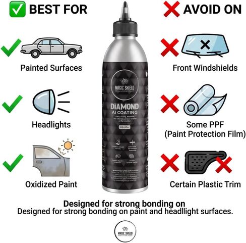 Magic Shield Diamond AI Coating Graphene Liquid Self-Levelling Technology | Restore Used Car back to New | Lasts 10 Years | High-Gloss | Hydrophobic & Scratch-Resistant | for Paint & Headlights Only in Saudi Arabia