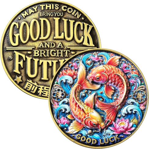 Good Luck Coin 1.57" Koi Fish Zinc Alloy with Protective Case – Feng Shui Fortune Token, Lotus Koi Pocket Charm for Graduation, New Job and Daily EDC in Saudi Arabia