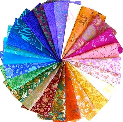 25 Pieces 8x8 Inch Vintage Recycled Pure Silk Remnants – Sari Silk Fabric Scraps for Easter Egg Dyeing, Quilting, Scrapbooking, Art Dolls & Craft Projects in Saudi Arabia