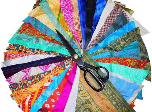 25 Pieces 8x8 Inch Vintage Recycled Pure Silk Remnants – Sari Silk Fabric Scraps for Easter Egg Dyeing, Quilting, Scrapbooking, Art Dolls & Craft Projects in Saudi Arabia
