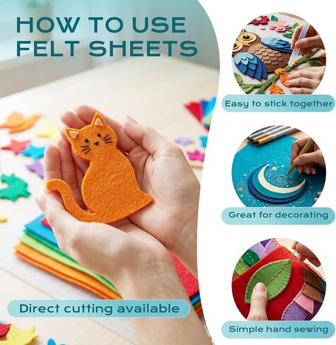 120 Pcs Felt Paper, 8x12 Inch Felt Sheets for Crafts, 1mm Colored Felt, 40 Assorted Colors Felt Squares, for DIY Craft Sewing Patchwork & Decoration in Saudi Arabia