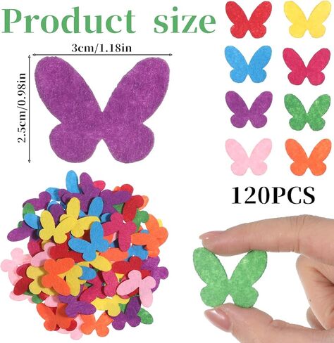 120Pcs Fabric Butterflies Felt Shapes Embellishments Decorations for Crafts Sewing Handcraft DIY, 1.18 x 1 in in Kuwait