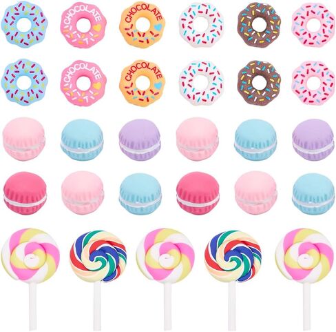 60Pcs Mini Donut Resin Charms Lollipop Cabochon Plastic Flatback Food Cake Dessert Cabochons Resin Embellishments for Scrapbooking Hair Clips Decor Jewelry Making Phone Case DIY Crafts in Saudi Arabia