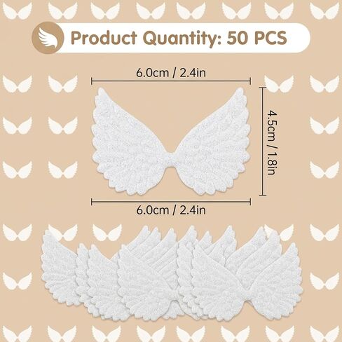 50Pcs Angel Wings for Crafts, Small Angel Wings for DIY Projects, Angels Wing for Clothing Decoration and Repair, for Scrapbooking and Party Decorations in Saudi Arabia