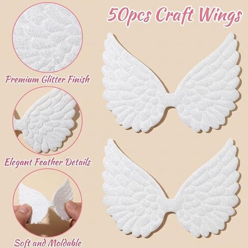 50Pcs Angel Wings for Crafts, Small Angel Wings for DIY Projects, Angels Wing for Clothing Decoration and Repair, for Scrapbooking and Party Decorations in Saudi Arabia