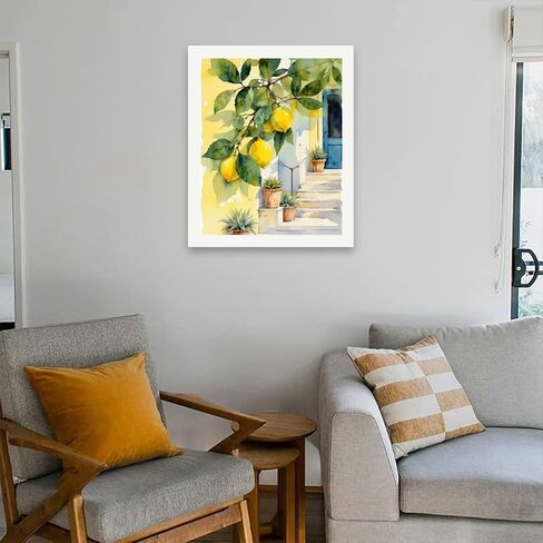 Citrus Decor Paint by Numbers Kit for Adults - DIY Lemons and Planters at Door Painting on Canvas 16x20 Inches, Acrylic Paint Set, Suitable for Beginners, Art for Home Decoration or Gifts in Saudi Arabia