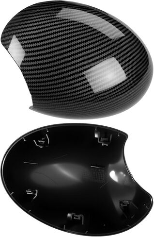قطعتان من أغطية غطاء مرآة الرؤية الخلفية مناسبة لميني كوبر F54 F55 F56 F57 F60 2014-2019، LHD فقط بدون فتحة ضوء استبدال 51167401230 51167401229، مع لمسة نهائية من ألياف الكربون اللامعة in Kuwait
