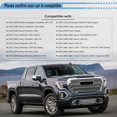 مرآة محدبة للرؤية الجانبية اليسرى واليمنى مع إشارة انعطاف لـ 2003-2006 Escalade/Escalade ESV EXT، Tahoe، Yukon/Yukon XL 1500 / Yukon XL 2500، استبدال زجاج المرآة الجانبية المدفأة: 88944391 56318 in Kuwait