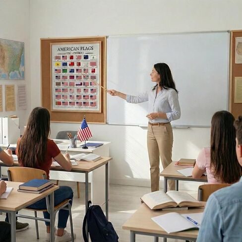 ملصق تاريخ العلم الأمريكي - جدول زمني كامل لأعلام الولايات المتحدة التاريخية، ديكور للفصل الدراسي مقاس 16 × 20 لتاريخ الولايات المتحدة والدراسات الاجتماعية (غير مؤطرة) in Kuwait
