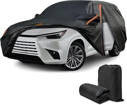 Car Cover for 2024 2025 2026 Lexus TX 350 550H, All Weather Outdoor SUV Car Covers with Zipper Door, Waterproof Windproof Bands Cover, Reflective Strip for Snow Rain Dust Cover, Sun UV Protection in Kuwait