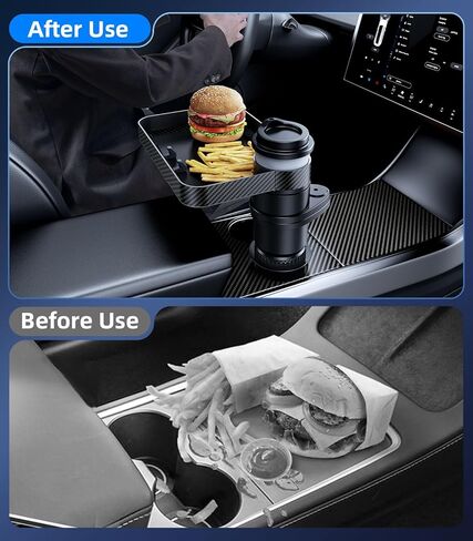 Car Cup Holder (2.9 inches in Diameter) Tray Table, Swivel Car Food Tray for Passenger Seat for Eating, Cup Holder Expander with Phone Holder, Drink Holder for Car, Road Trip Essentials in Saudi Arabia