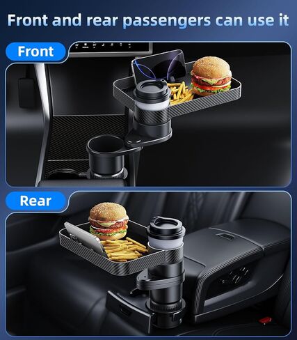 Car Cup Holder (2.9 inches in Diameter) Tray Table, Swivel Car Food Tray for Passenger Seat for Eating, Cup Holder Expander with Phone Holder, Drink Holder for Car, Road Trip Essentials in Saudi Arabia