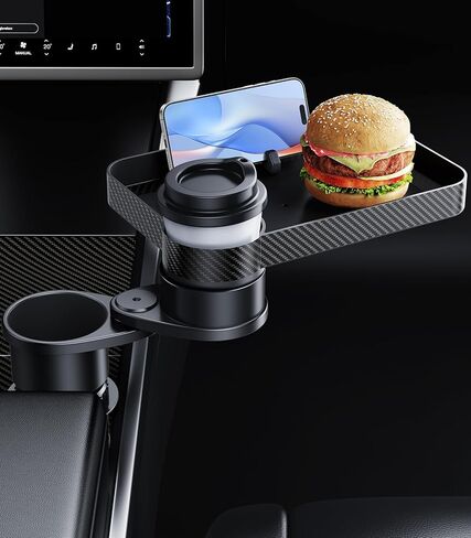 Car Cup Holder (2.9 inches in Diameter) Tray Table, Swivel Car Food Tray for Passenger Seat for Eating, Cup Holder Expander with Phone Holder, Drink Holder for Car, Road Trip Essentials in Saudi Arabia