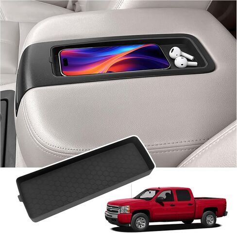 Hellet Center Console Tray Liner for Chevy 2007-2014 Silverado Tahoe Avalanche Suburban & for GMC Sierra Yukon Accessories Silicone Material Center Console Organizer Armrest Protective Pad in Saudi Arabia
