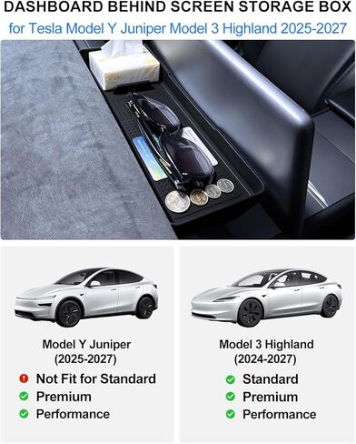 for Tesla Behind Screen Storage Box Model Y Juniper Model 3 Highland Accessories 2025-2026 Center Console Sunglass Tissue Holder Hidden Dashboard Organizer Key Card Air Vent Tray in Saudi Arabia