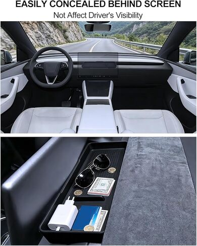 for Tesla Behind Screen Storage Box Model Y Juniper Model 3 Highland Accessories 2025-2026 Center Console Sunglass Tissue Holder Hidden Dashboard Organizer Key Card Air Vent Tray in Saudi Arabia