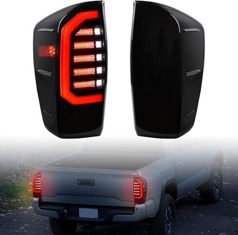 LED Tail Lights for 2016-2023 Toyota Tacoma Accessories, New Upgrade Full LED Smoked Lens Brake Reverse Parking Lights for Toyota Tacoma 16-23(2PC, Passenger & Driver Side) in Kuwait