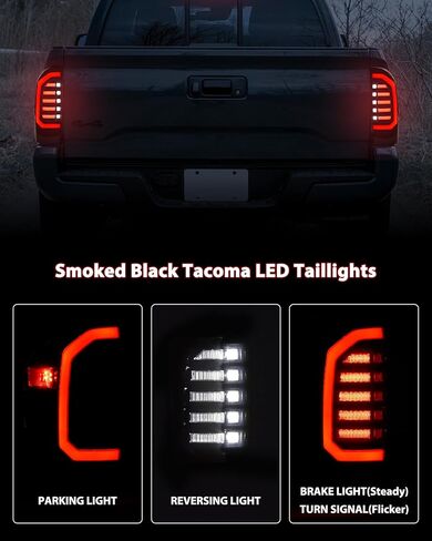 LED Tail Lights for 2016-2023 Toyota Tacoma Accessories, New Upgrade Full LED Smoked Lens Brake Reverse Parking Lights for Toyota Tacoma 16-23(2PC, Passenger & Driver Side) in Kuwait