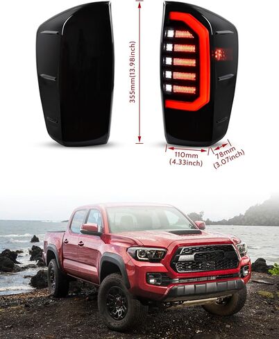 LED Tail Lights for 2016-2023 Toyota Tacoma Accessories, New Upgrade Full LED Smoked Lens Brake Reverse Parking Lights for Toyota Tacoma 16-23(2PC, Passenger & Driver Side) in Kuwait