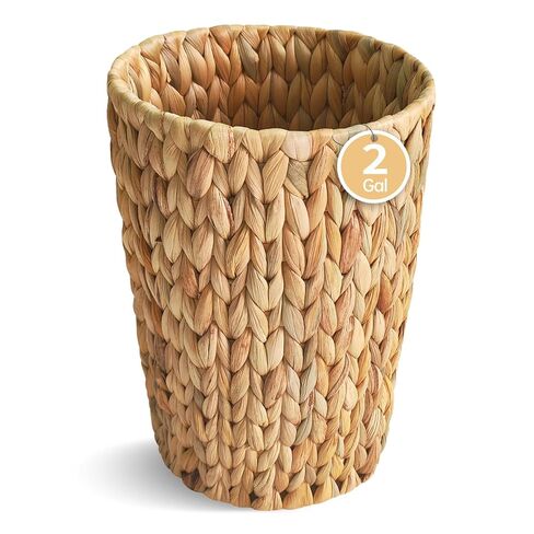 Coeusy Wicker Trash Can,Small Bathroom Trash Can,Water Hyacinth Wicker Waste Basket for Bathroom,Boho Waste Basket for Bedroom,Home Office,Compact Spaces(2 Gallon Round) in Saudi Arabia