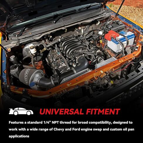 1/4" NPT Engine Oil Dipstick - 20IN Flexible Stainless Steel - Universal Fit - Compatible with Chevy Ford - Silver in Saudi Arabia