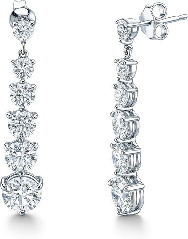 BERRICLE Sterling Silver Cluster Cubic Zirconia CZ Bar Dangle Drop Earrings for Women, Rhodium Plated in Saudi Arabia