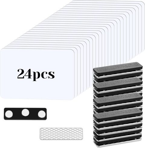 24 pcs Name Tags Blank Name Tag Magnetic Tags with Magnetic Backing Locker White Round Corners (1.5 x 3 Inch) -Not Thermal Sublimation in Kuwait