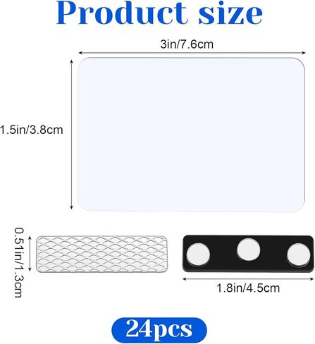 24 pcs Name Tags Blank Name Tag Magnetic Tags with Magnetic Backing Locker White Round Corners (1.5 x 3 Inch) -Not Thermal Sublimation in Kuwait