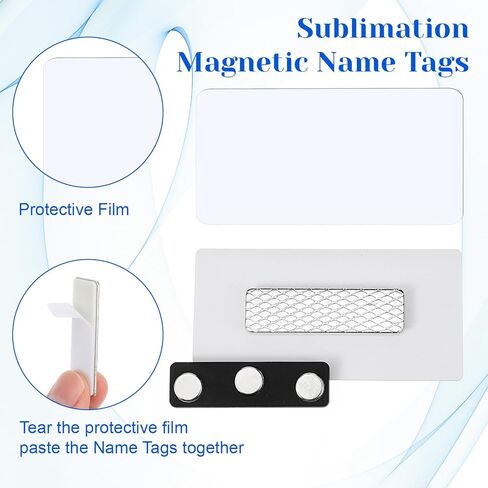 24 pcs Name Tags Blank Name Tag Magnetic Tags with Magnetic Backing Locker White Round Corners (1.5 x 3 Inch) -Not Thermal Sublimation in Kuwait