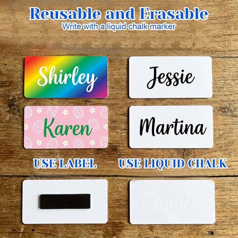 24 pcs Name Tags Blank Name Tag Magnetic Tags with Magnetic Backing Locker White Round Corners (1.5 x 3 Inch) -Not Thermal Sublimation in Kuwait