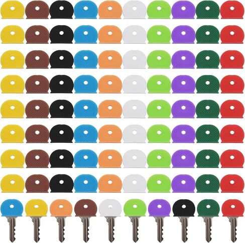 80Pcs Key Covers Caps, 1 Inch Colored Plastic Key Identifiers Covers for House Keys Cover, Head Protectors for Standard Keys, Coding Tags for Office House Apartment in Saudi Arabia