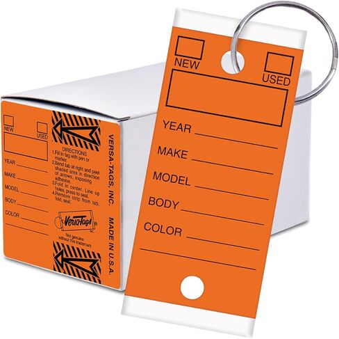 ORANGE - Genuine Versa-Tag Orange Key Tags, Self-Protecting (250 tags per box with "Chrome" plated steel rings) in Saudi Arabia