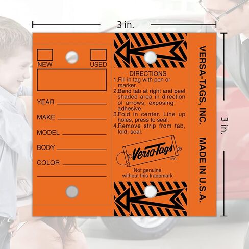 ORANGE - Genuine Versa-Tag Orange Key Tags, Self-Protecting (250 tags per box with "Chrome" plated steel rings) in Saudi Arabia
