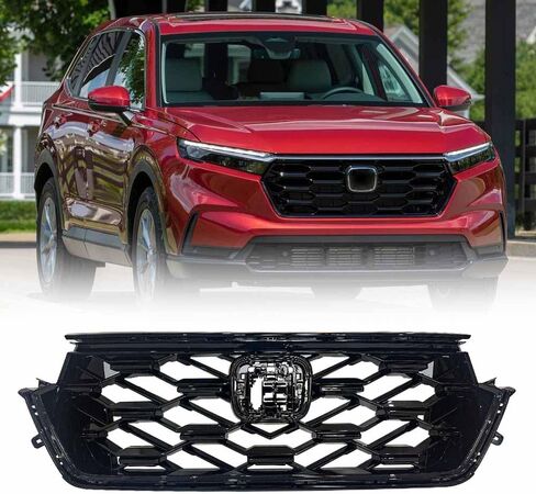 Upgrade Front Grille Glossy Black Compatible With 2023 2024 2025 2026 Honda CR-V CRV Sport Touring Replacement For 712013A0A11 in Saudi Arabia