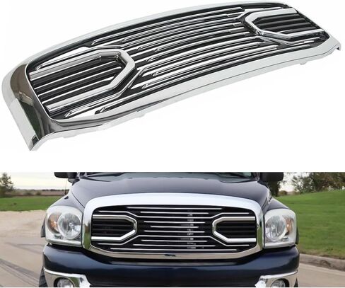 الشبكة الأمامية (كروم مع حروف) متوافقة مع 2013-2018 Ram 1500 (غير مناسبة لنماذج المتمردين)، شواية بديلة على طراز Big Horn in Kuwait