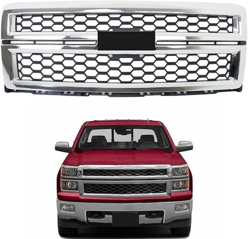 Front Grille Bumper Chrome Honeycomb Grill Replacement for 2014 2015 Silverado 1500 in Kuwait