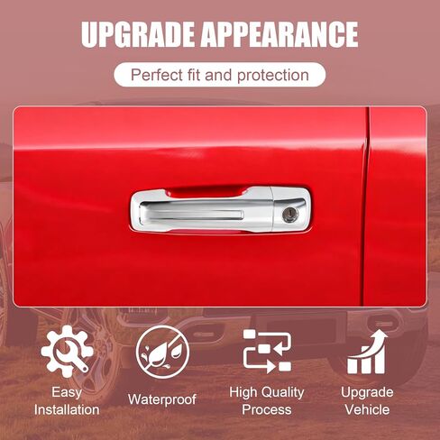 Chrome Mirror Cover Caps with Exterior Door Handle Covers Compatible with 2019-2024 Ram 1500, Without Smart Keyholes (4Door) in Saudi Arabia