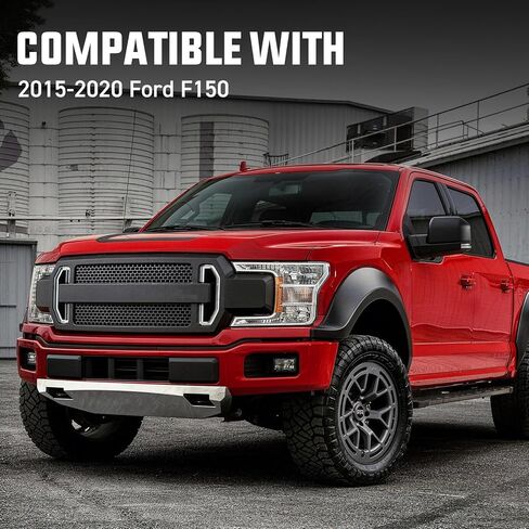 مرآة باب تعمل بالطاقة على الجانب الأيسر للسائق لسيارة Ford F150 2015-2020 مع زجاج ساخن، ضوء إشارة الانعطاف وزجاج منشوري، استبدال مباشر أسود مزخرف (8 دبابيس) in Kuwait