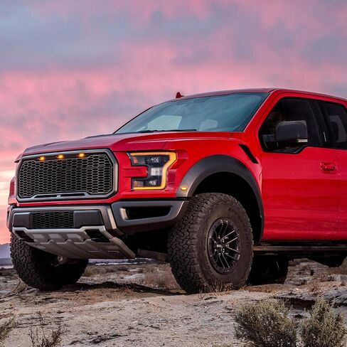مرآة باب تعمل بالطاقة على الجانب الأيسر للسائق لسيارة Ford F150 2015-2020 مع زجاج ساخن، ضوء إشارة الانعطاف وزجاج منشوري، استبدال مباشر أسود مزخرف (8 دبابيس) in Kuwait