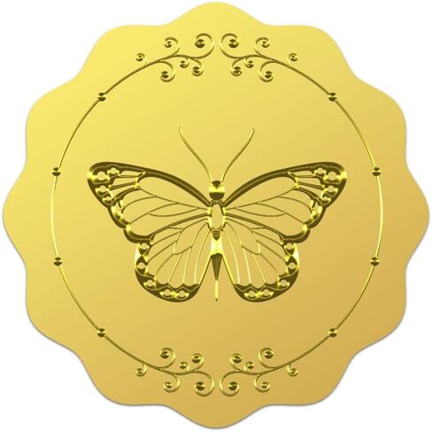 WADORN 100Pcs Butterfly Gold Foil Sticker, Round Gold Butterfly Envelope Sticker Self Adhesive Gold Foil Embossed Seal for Envelopes Invitation Card Diploma Award Graduation Celebration in Saudi Arabia