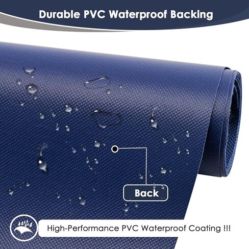 قماش قماش مقاوم للماء بواسطة The Yard 60 بوصة W 600 Denier PVC دعم بوليستر طارد للماء مادة قماش تنجيد للداخلية والخارجية البحرية المظلة اليدوية DIY (1 ياردة، أزرق داكن) in Kuwait