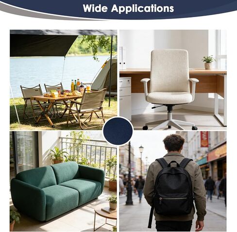 قماش قماش مقاوم للماء بواسطة The Yard 60 بوصة W 600 Denier PVC دعم بوليستر طارد للماء مادة قماش تنجيد للداخلية والخارجية البحرية المظلة اليدوية DIY (1 ياردة، أزرق داكن) in Kuwait